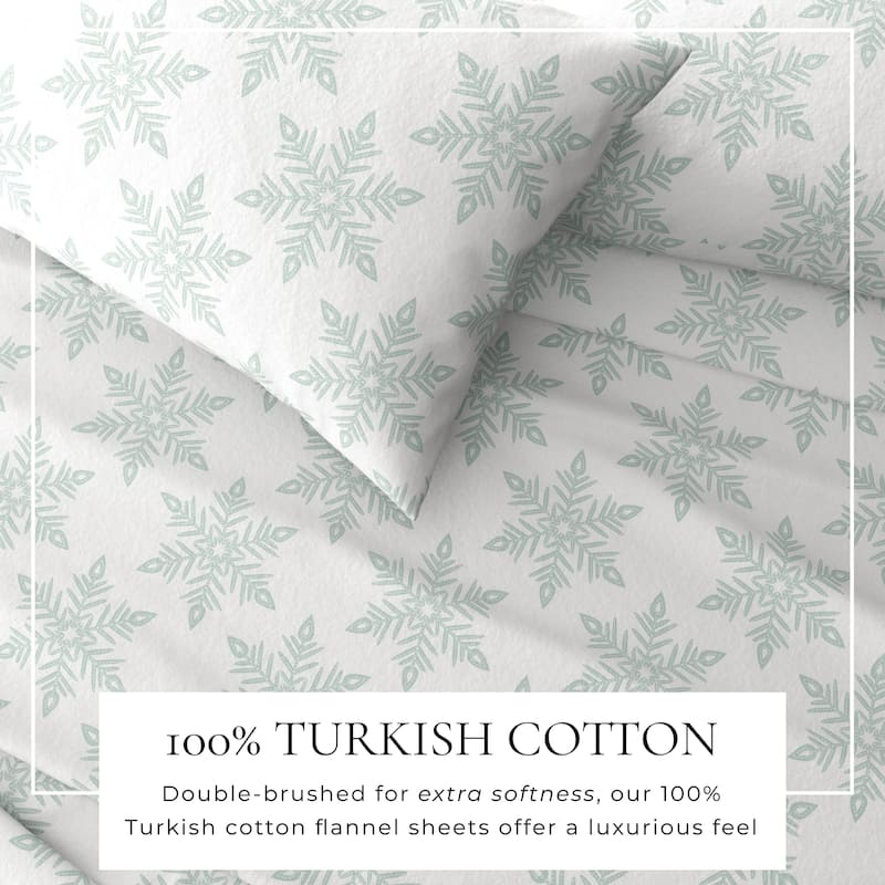 Linery & Co. Turkish Cotton Double-Brushed Printed Flannel Bed Sheet Set