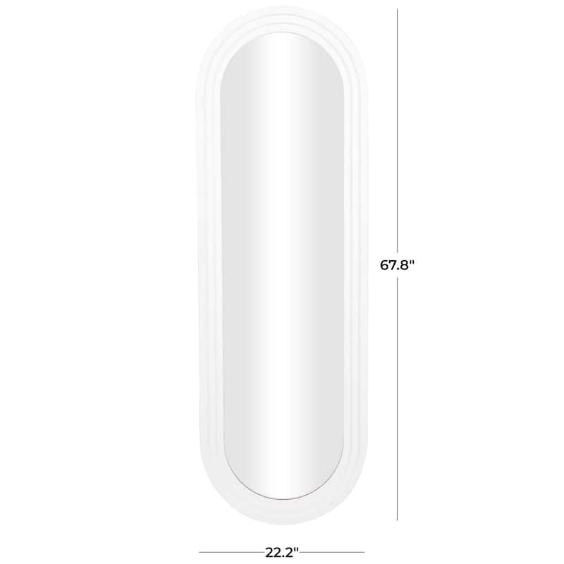 White Wooden Oval Room Wall Mirror with Layered Frame