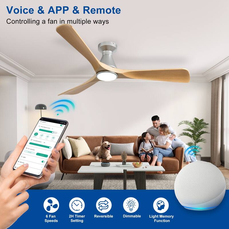 Ceiling Fans with Lights and APP: Flush Mount Low Profile Ceiling Fan for Bedroom - Dimmable Indoor Outdoor Fan