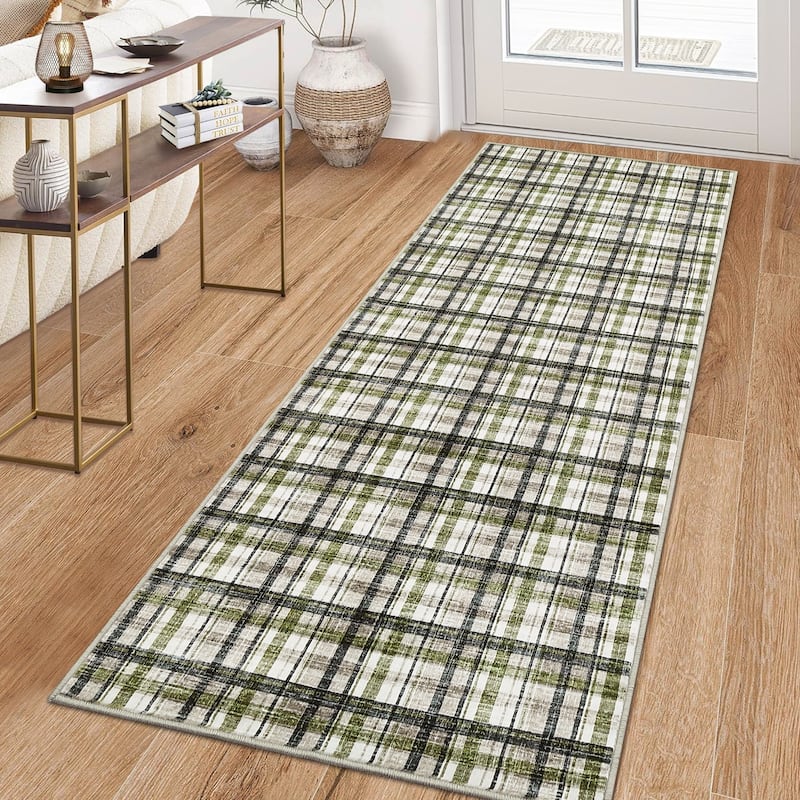 Garvee Timeless Check Washable Area Rug