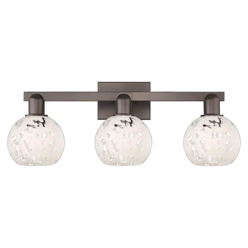 Innovations Lighting 716-3W-10-25 White Mouchette Vanity White - Oil Rubbed Bronze / White Mouchette