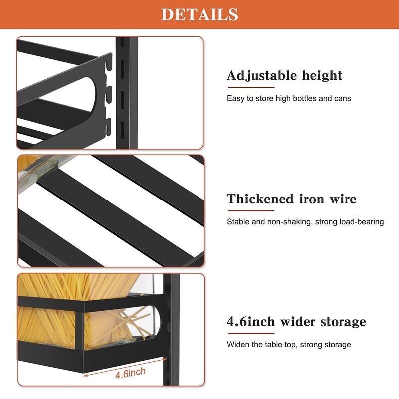 X-cosrack Wall Mount Spice Rack Organizer 5 Tier Height-Adjustable Hanging Spice Shelf Storage for Kitchen Pantry Cabinet