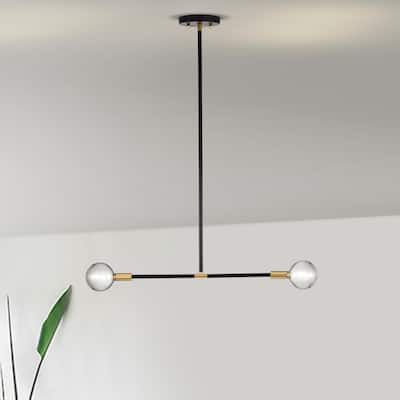 Chandelier Matte Linear Black Gold Light