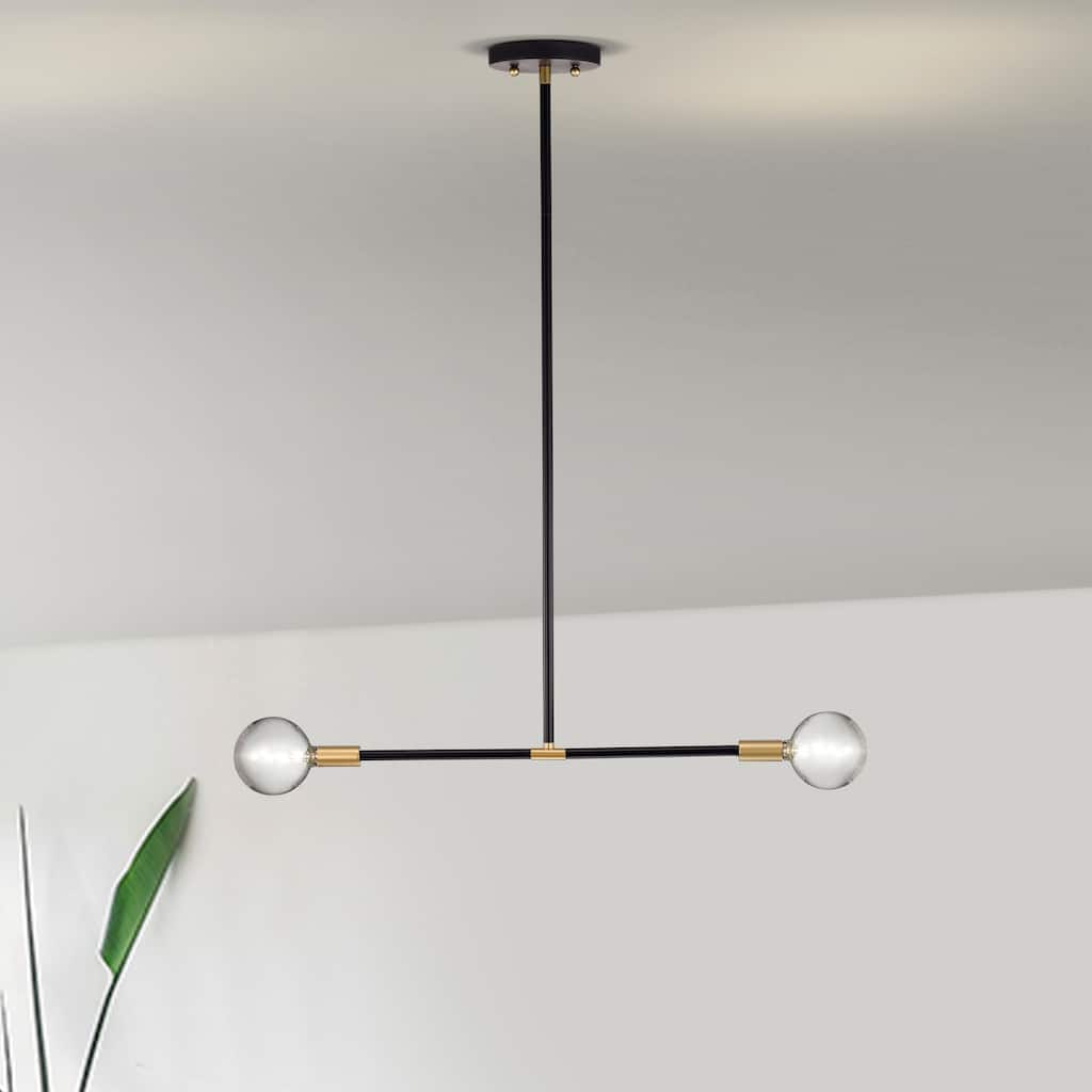 Chandelier Matte Linear Black Gold Light