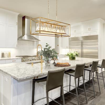Modern 6-Light Crystal Chandelier Island Pendant for Kitchen Island - Gold