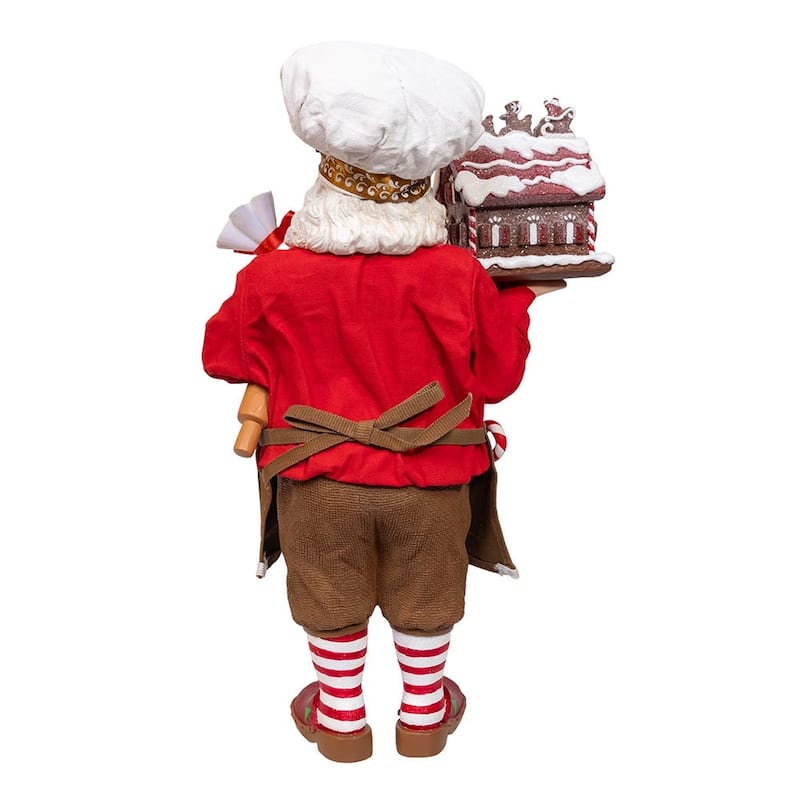 Kurt Adler 10.5-Inch Fabriche Chef Santa Decorating Gingerbread House
