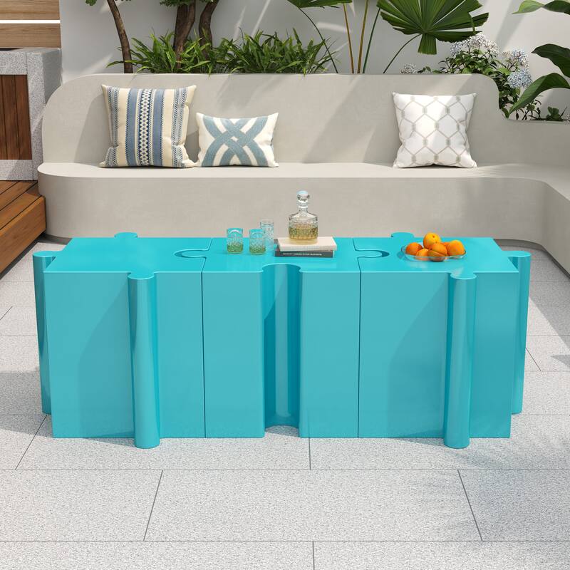 Christopher Knight Home - Joli Puzzle Art Modern 3-Piece Modular Outdoor Side Table Set with Interlocking Design