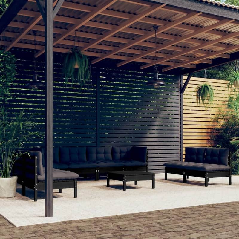 vidaXL Solid Pinewood Patio Lounge Set 6 Piece with Cushions Multi Colors - 25" x 25" x 24.6"