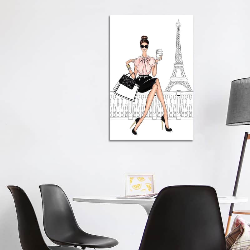 iCanvas "By The Eiffel Tower Brunette" by LaLana Arts Canvas Print - 40x26x1.5