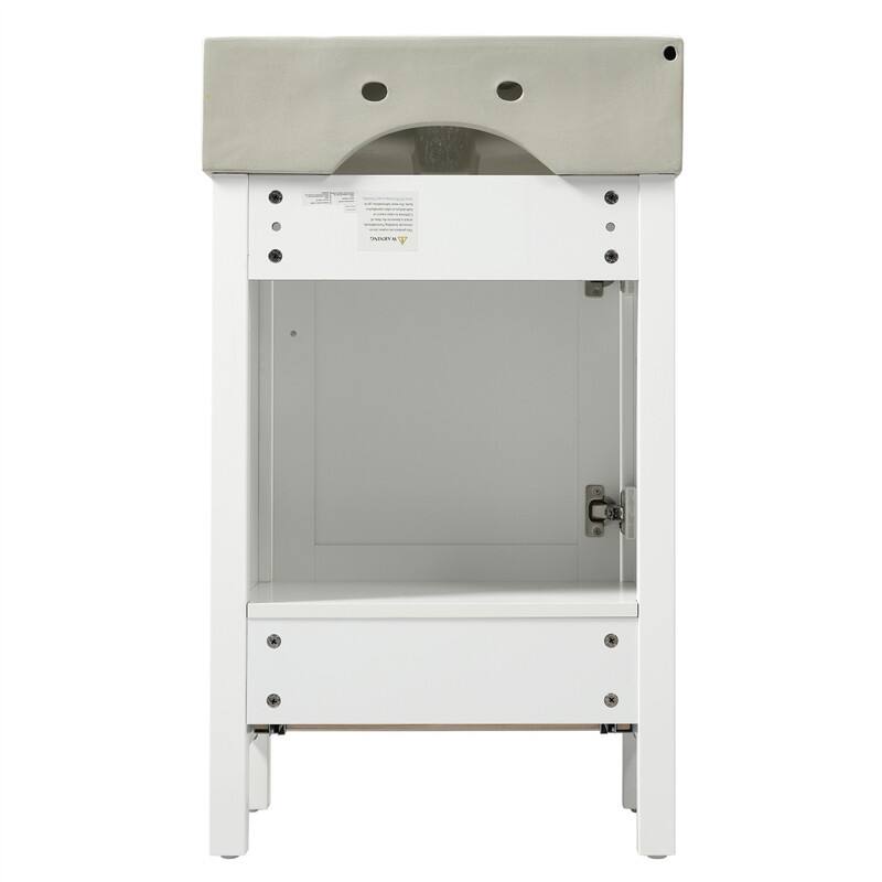 20'' Bathroom Vanity with Ceramic Sink Top, Freestanding Bathroom Vanity Cabinet with 1 Soft Close Door and 1 Storage Drawer