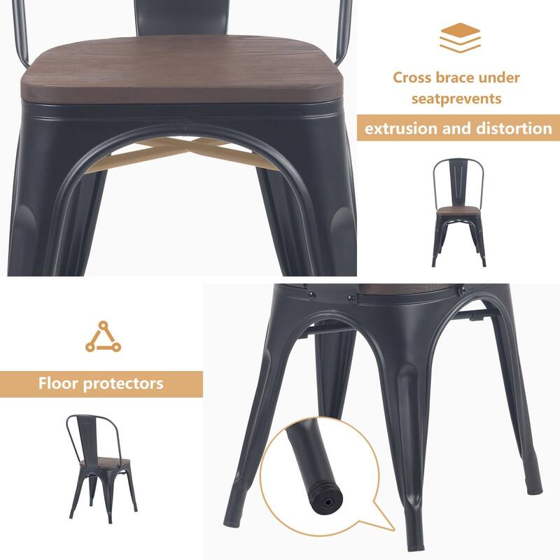 Metal Bar Stools Set of 4, Stackable Counter Height Barstools