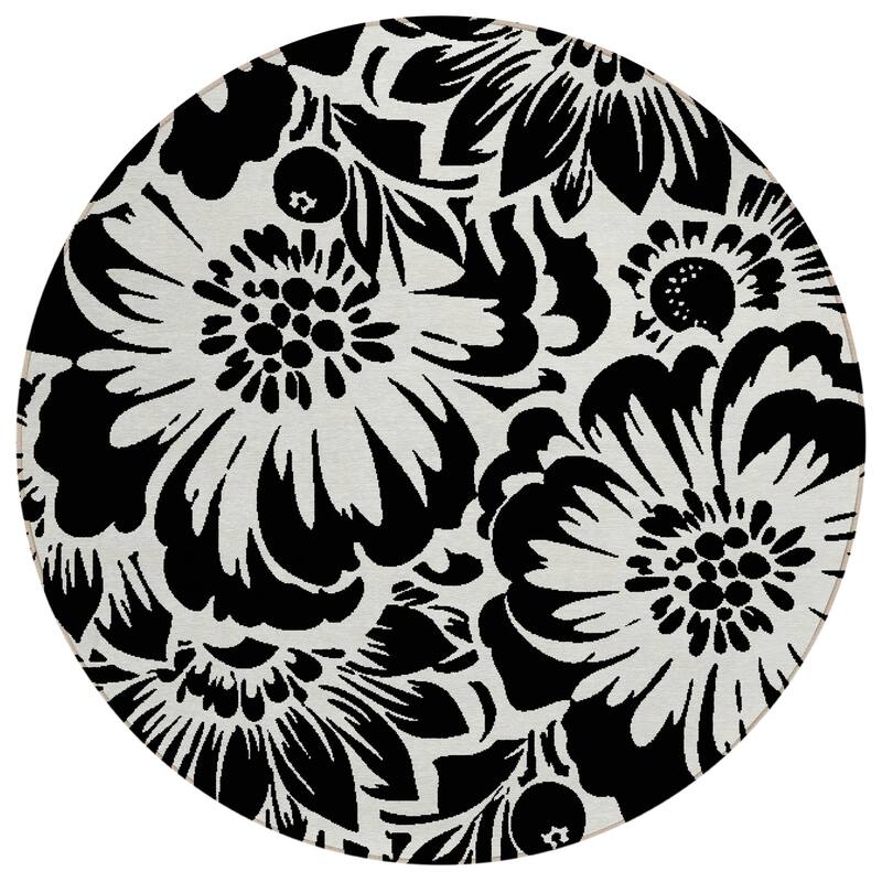 Machine Washable Indoor/ Outdoor Whimsy Floral Chantille Rug