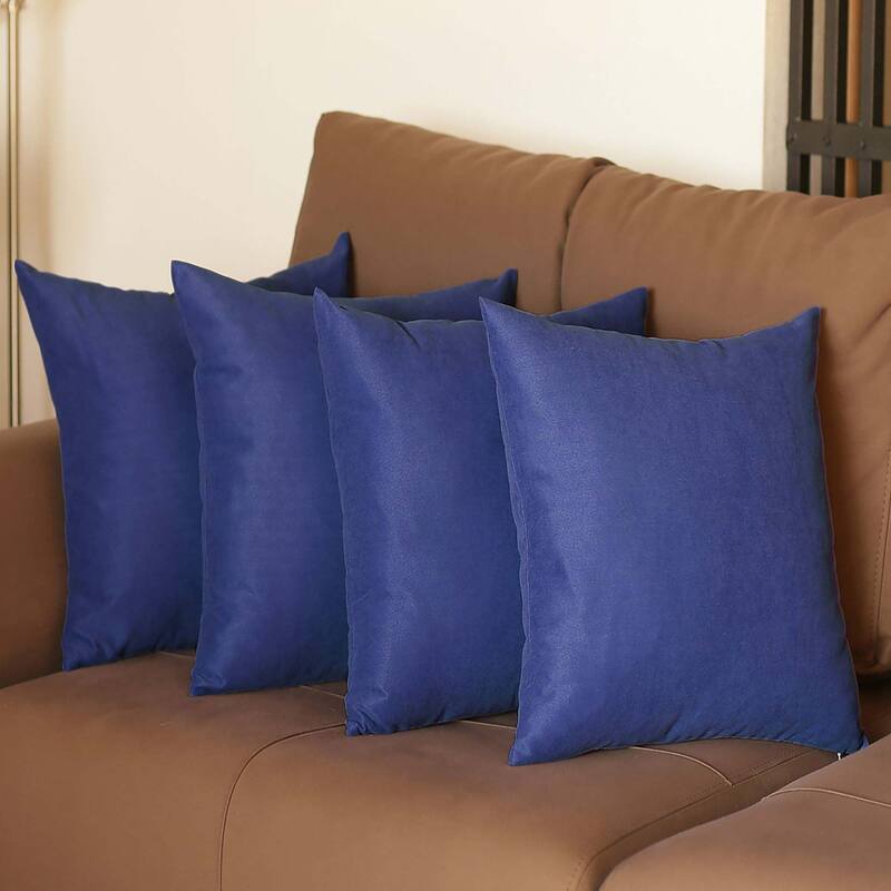 Farmhouse Set of 4 Decorative Throw Pillow Square and Lumbar - 18" x 18" - Sapphire Blue