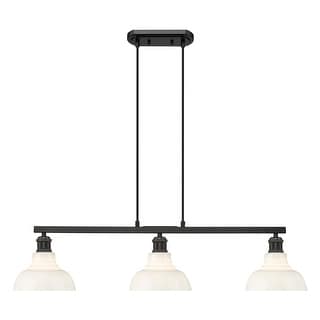 Yep by Golden Lighting Carver 3-light Island Light in Matte Black and Vintage Milk Glass - Linear Pendant