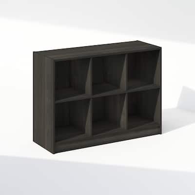23.6 in. Tall Espresso Wood 6-Shelf Bookcase