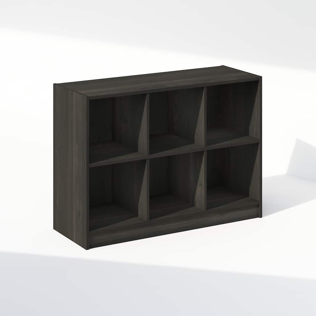 23.6 in. Tall Espresso Wood 6-Shelf Bookcase