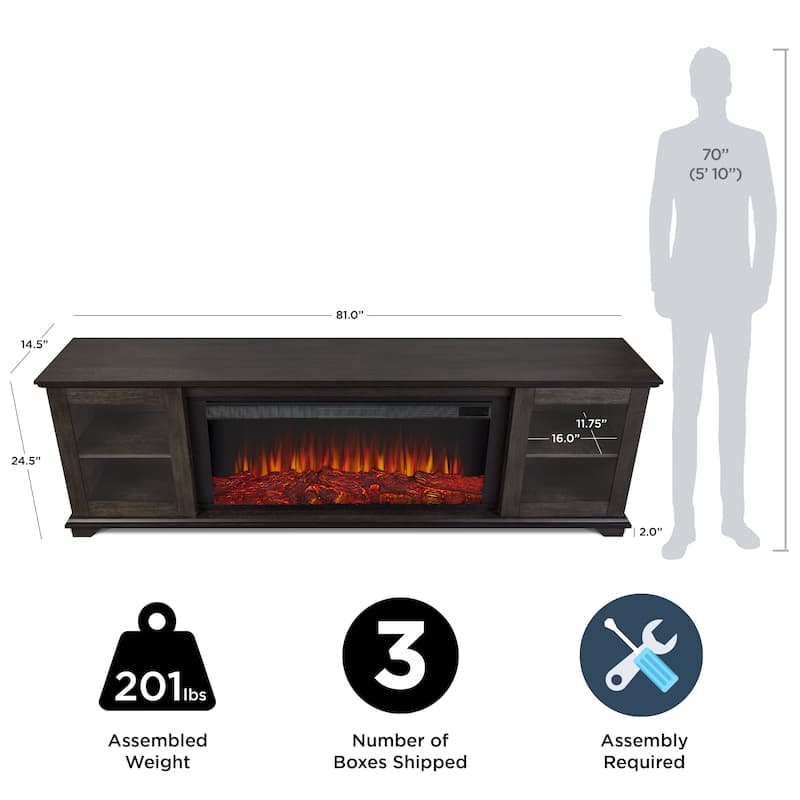 Benjamin 81" Landscape TV Stand Electric Fireplace by Real Flame