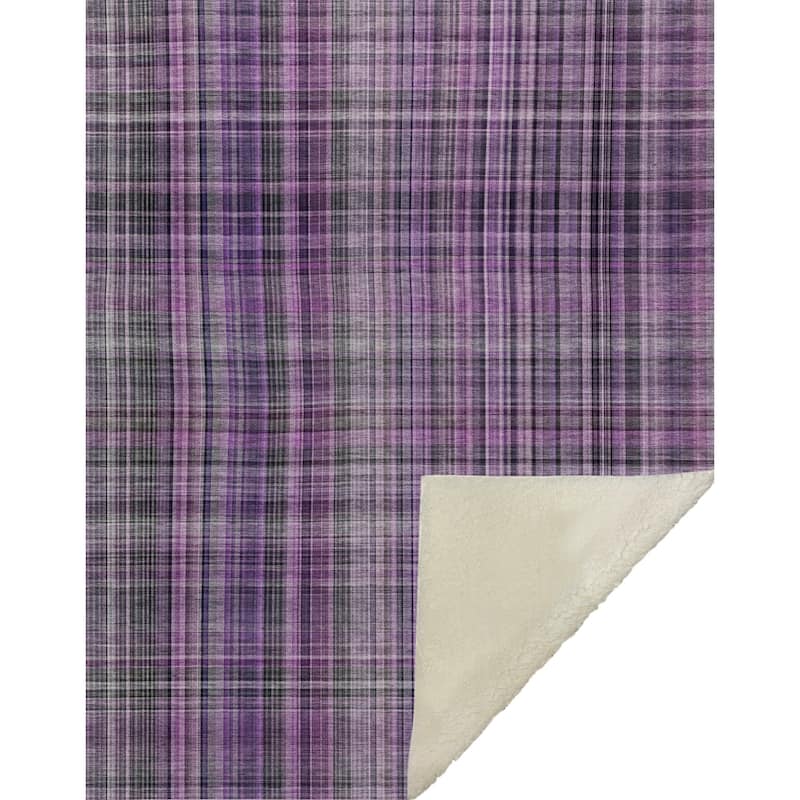 Premium Machine Washable Plaid Sherpa Throw Blanket