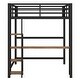 preview thumbnail 14 of 12, Industrial Full Size Metal Loft Kids Bed with Guardrail,Desk,Shelves
