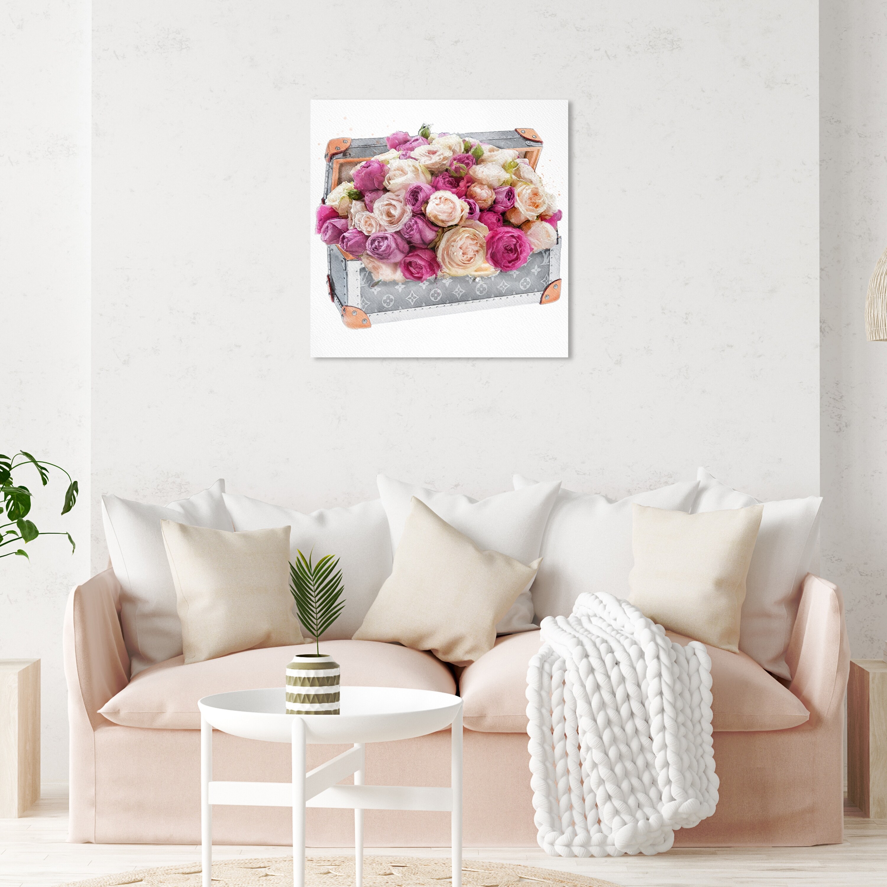 Rose Dreaming Trunk, Glam Flower Trunk Modern Pink Canvas Wall Art Print  for Bedroom - Bed Bath & Beyond - 36066078