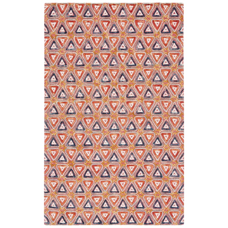 SAFAVIEH Handmade Trace Angelic Geometric Wool Rug - 4' x 6' - Red/Navy
