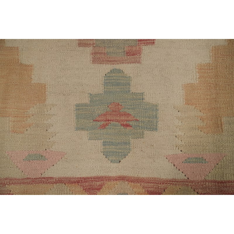 Hand Woven Oriental 100% Wool Carpet Southwestern Tribal Multi-Colored Kilim Area Rug - 8' 0'' X 5' 1''