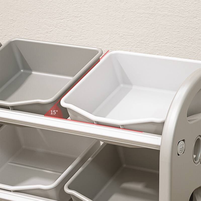 Kids Toy Storage Organizer, Multi-functional Nursery Furniture with HDPE Shelf and 6 Bins