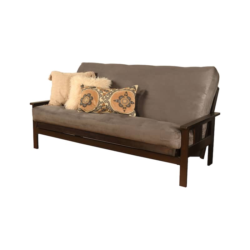 Somette Monterey Sofa in Espresso Finish with Removable Suede Mattress Cover - Suede Gray