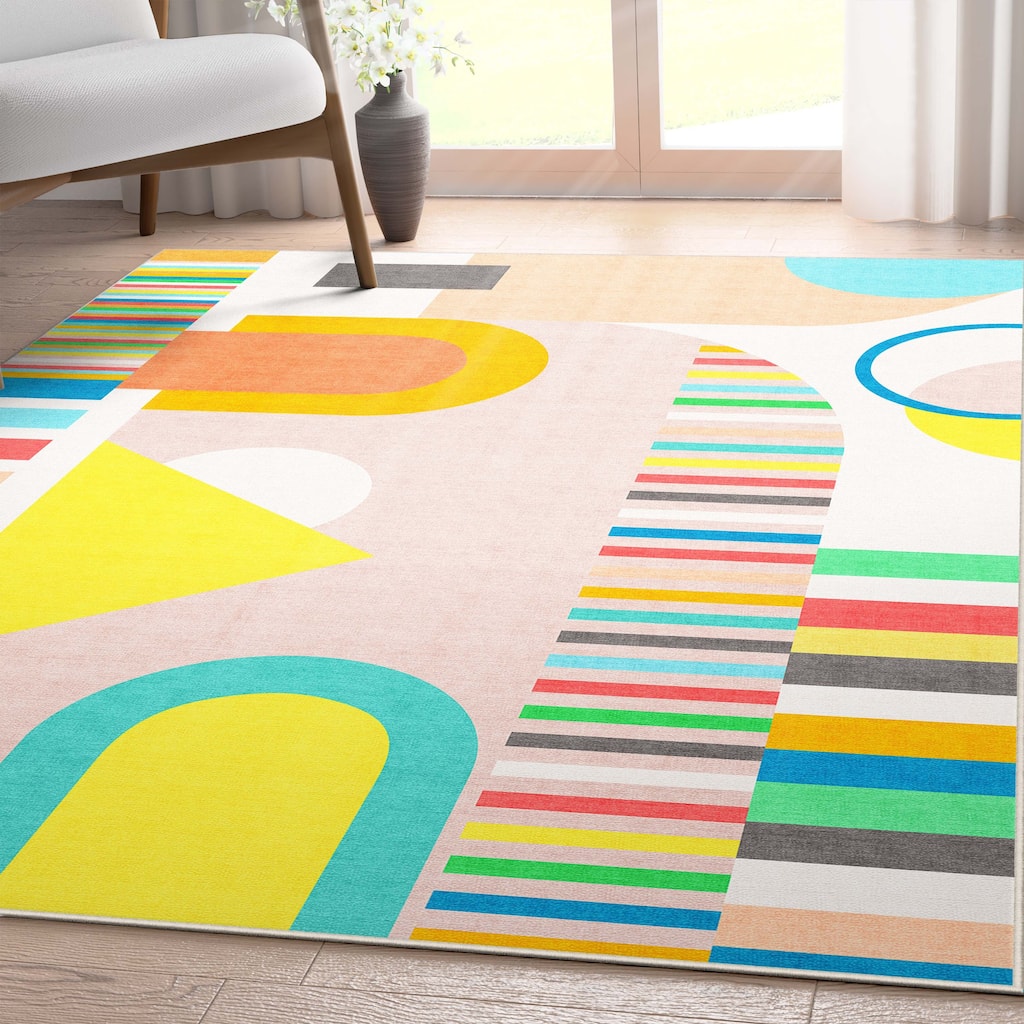 Well Woven Apollo Parade Modern Geometric Kids Flat-Weave Area Rug