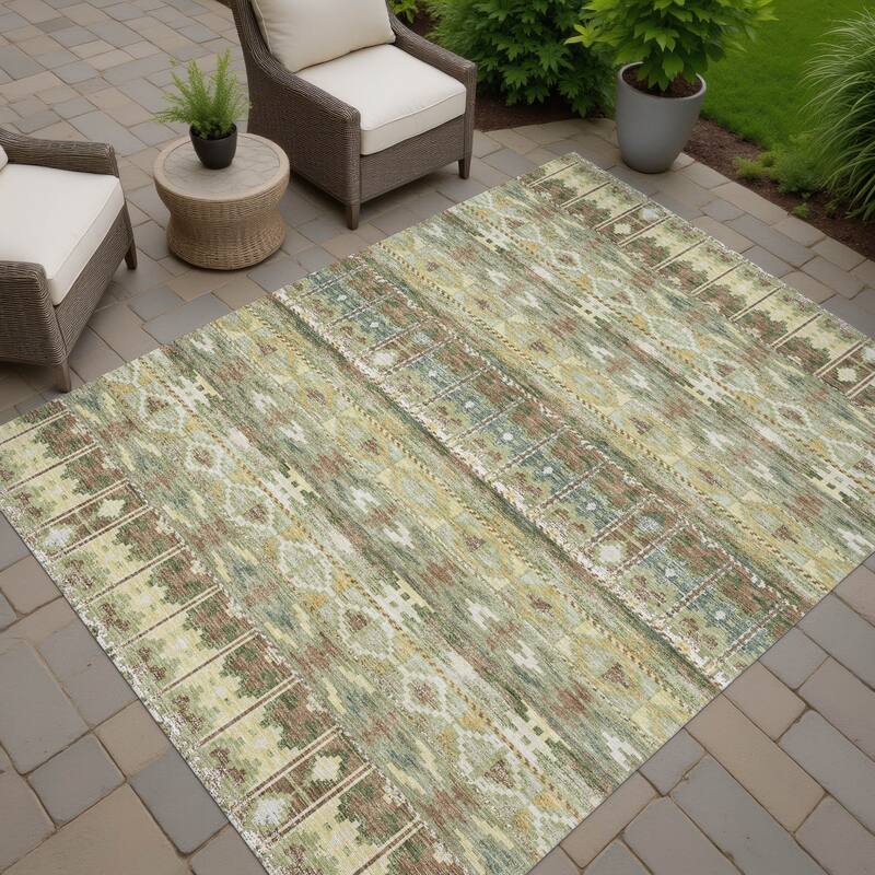 Machine Washable Indoor/ Outdoor Global Haswell Chantille Rug