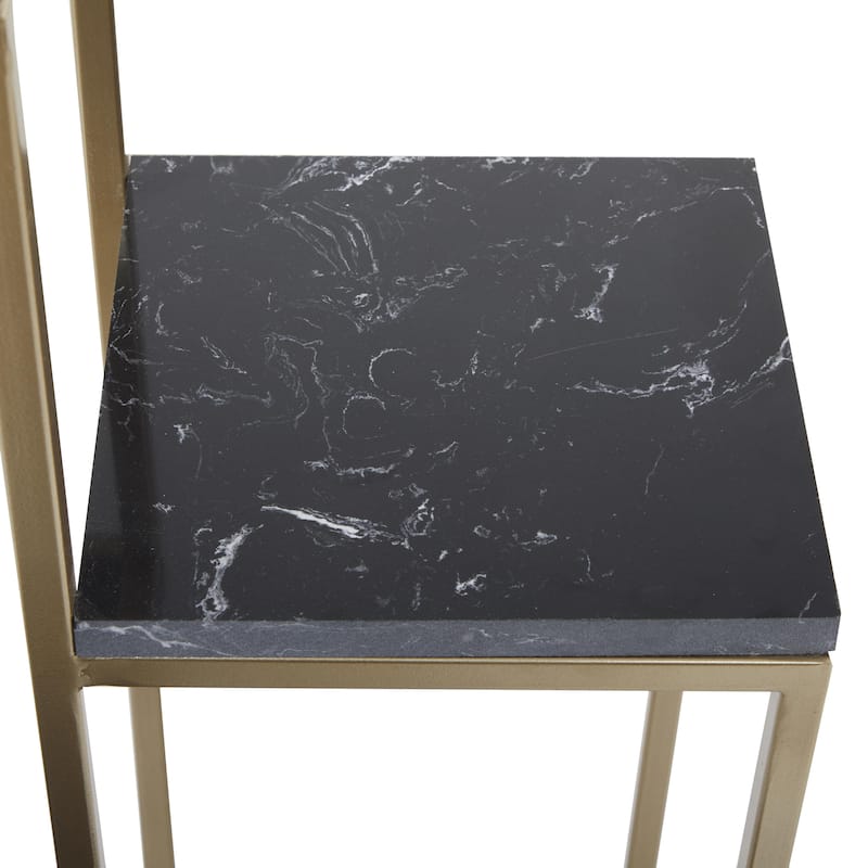 Marble 4 Tier Indoor Plantstand with Gold Base - Black - Roche River Decor