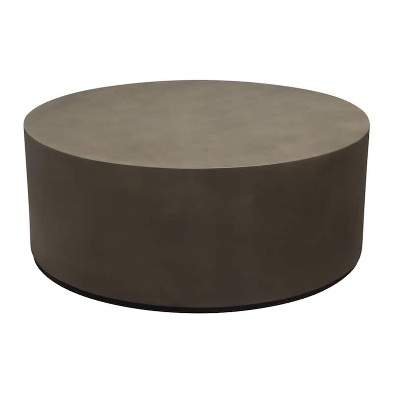 Viko Cocktail Coffee Table, 39 Inch Natural Cement Gray Round Body
