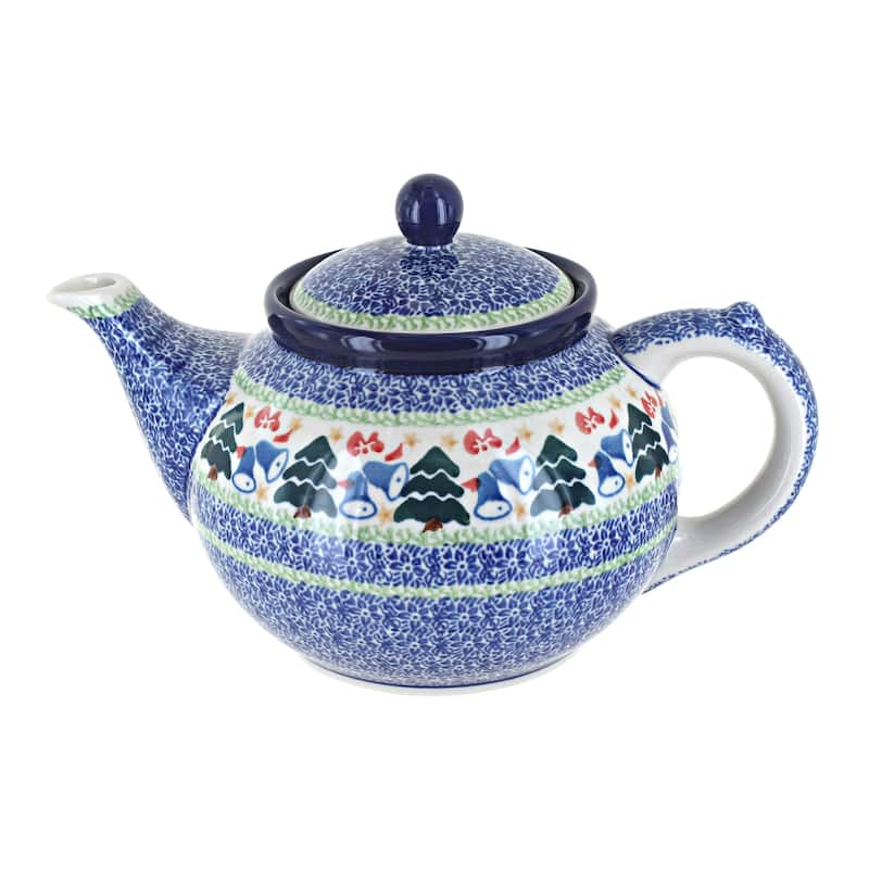 Blue Rose Polish Pottery 60 Ceramika Artystyczna Medium Teapot - Winter Bells