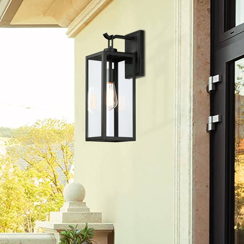 Outdoor Wall Lantern Porch Lighting Fixture Wall Sconce - Matte Black - Medium