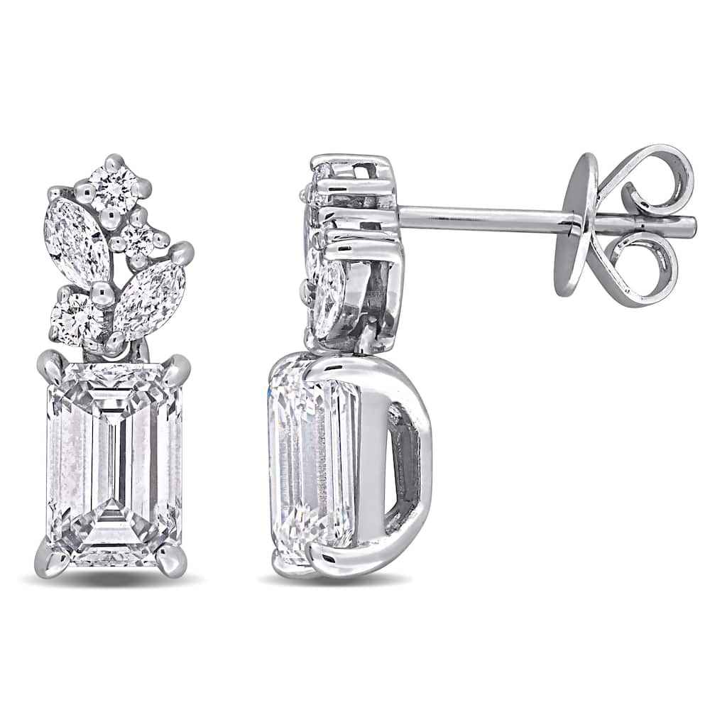 Miadora 2 1/4ct TW Multi-Shaped Lab-Grown Diamond Drop Earrings in 14k White Gold