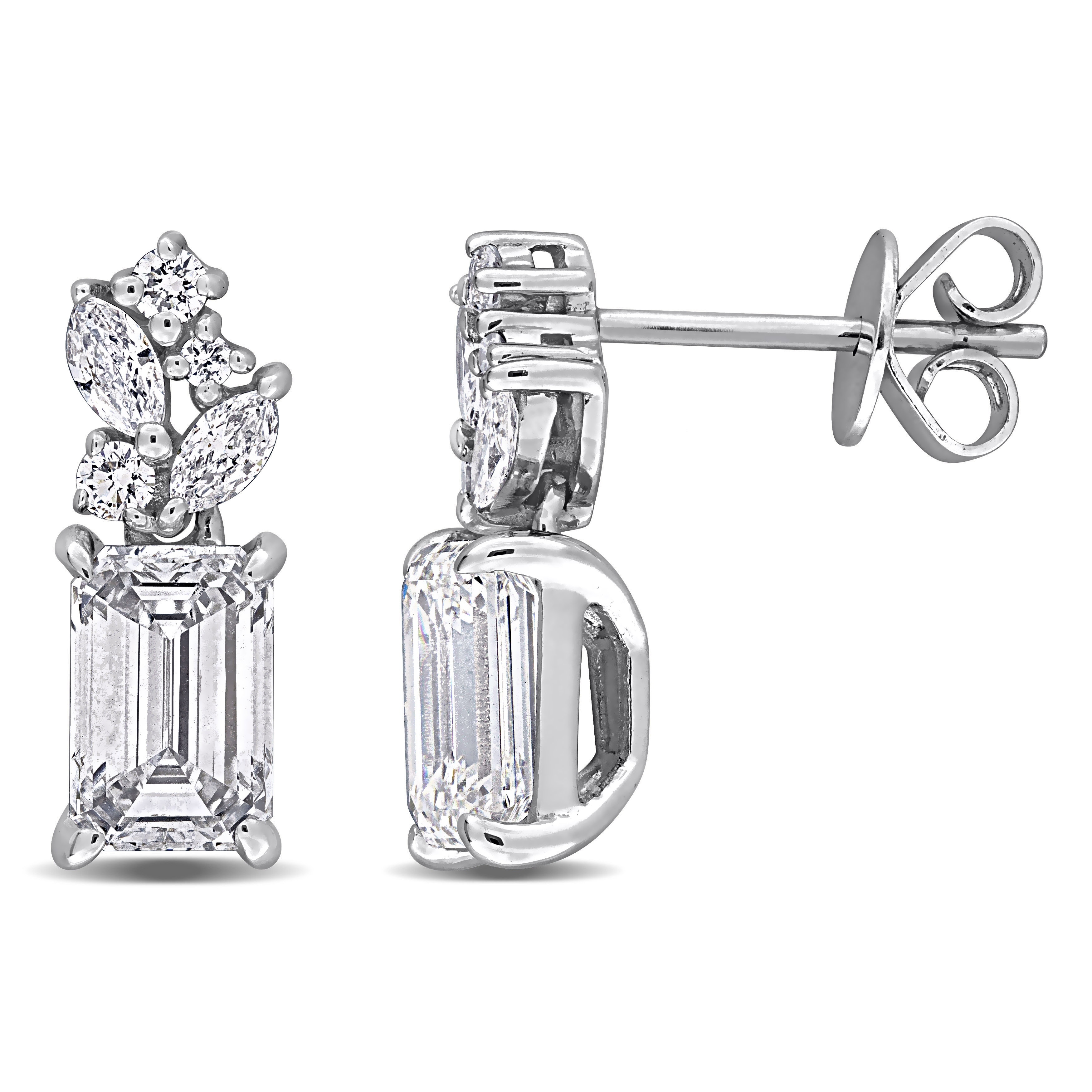 Miadora 2 1/4ct TW Multi-Shaped Lab-Grown Diamond Drop Earrings in 14k White Gold
