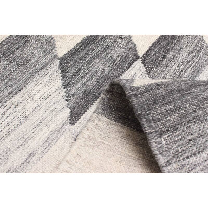 ECARPETGALLERY Flat-Weave Ankara FW Dark Grey Wool Kilim - 4'10 x 8'2