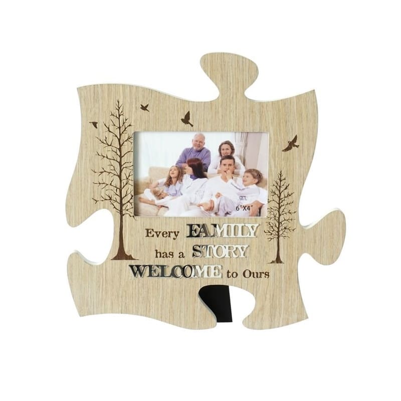 Puzzle Piece With Text -Family Story Photo Frame