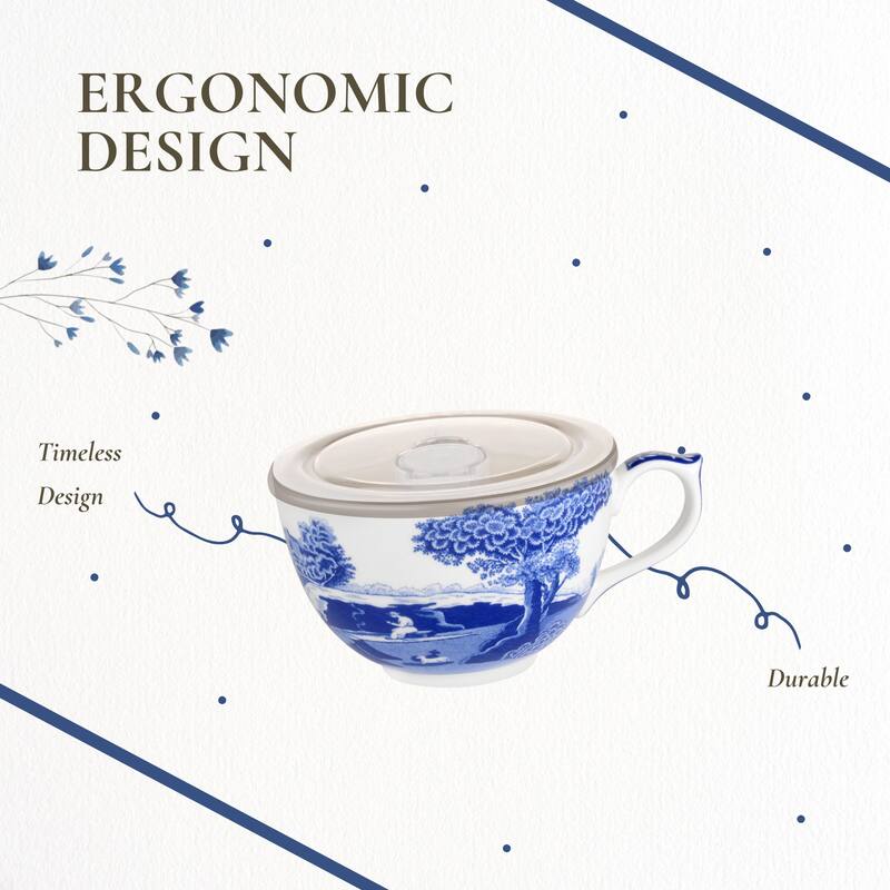 Spode Blue Italian Jumbo Cup with Lid - 20 oz