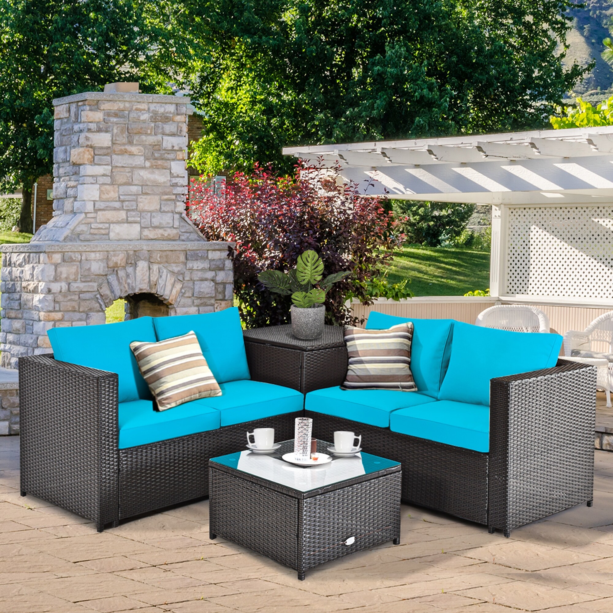 Gymax 4pcs patio rattan store