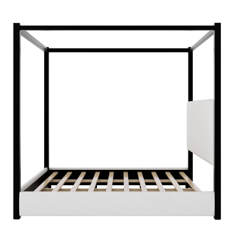 Upholstered Canopy Platform Bed with Velvet Headboard & Metal Frame by Harper&Bright Designs