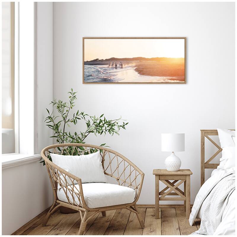 Kate and Laurel Camargue Horses XXIX by Laura Evans Framed Canvas Wall Art Print