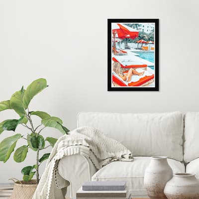 Wynwood Studio Prints Nautical and Coastal A Day at The Pool White and Nautical & Coastal Wall Art Canvas Print