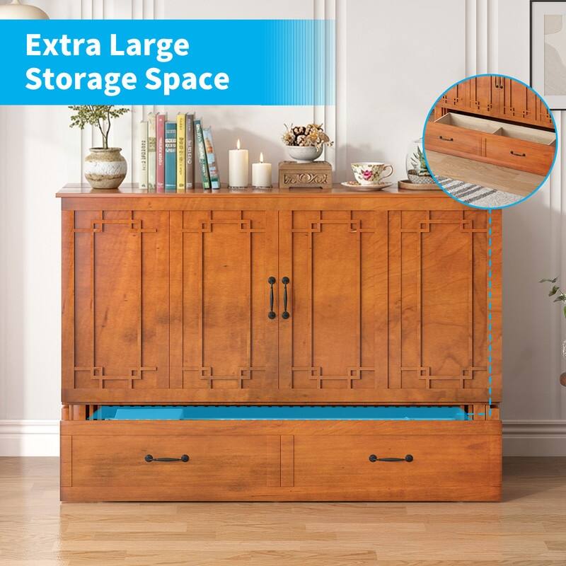 Mixoy Queen Size Murphy Bed with Mattress,Foldable Space-Saving Cube Cabinet Bed