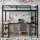 preview thumbnail 1 of 11, Full Size Metal Loft Bed with Desk,Shelves,Ladder