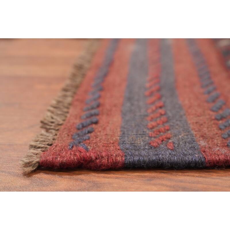 Hand Knotted Oriental 100% Wool Carpet Traditional Tribal Navy Blue & Blues Balouch Runner Rug - 7' 9'' X 1' 9''