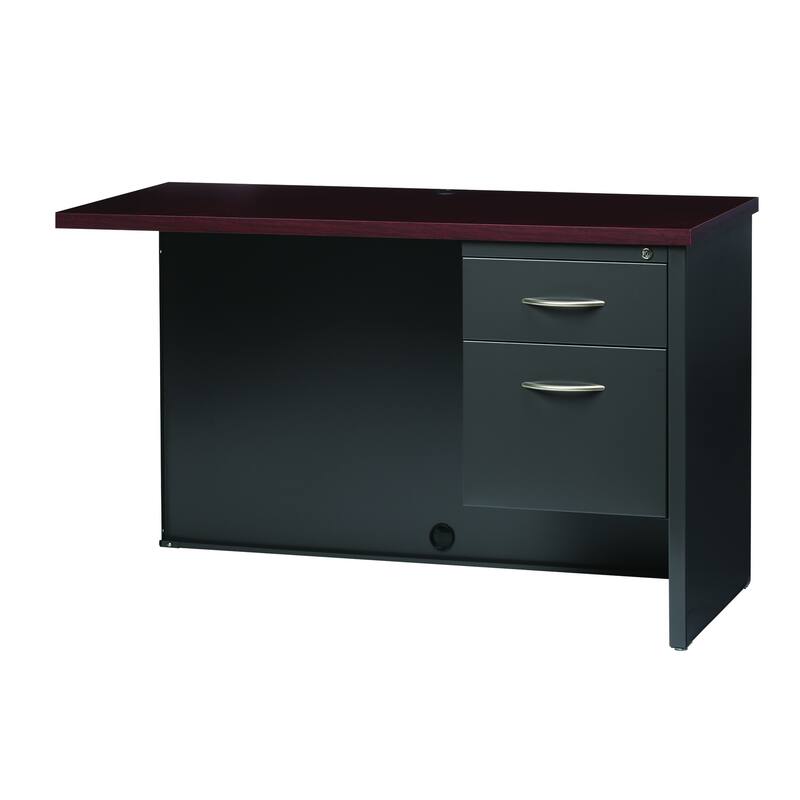 Hirsh 24D x 48W Right Hand Return for Single Pedestal Desk, Charcoal / Mahogany