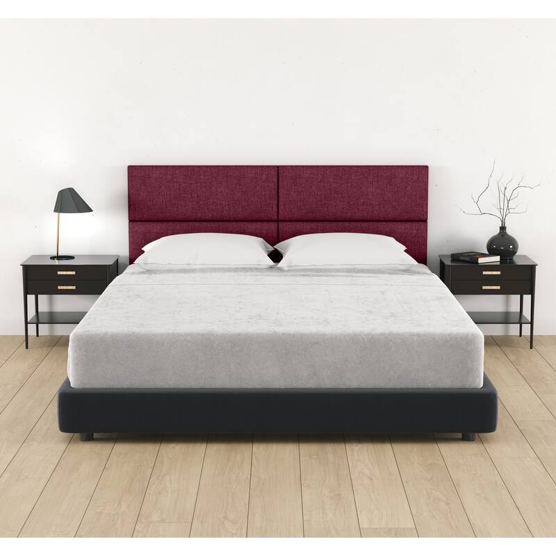 Jaxx Panelist Modern Padded Headboard - Set of 4 Wall Mounted Panels - Vino Red - Queen