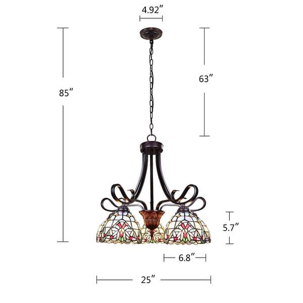Tiffany-Style Victorian-Design 5-light Dark Bronze Pendant