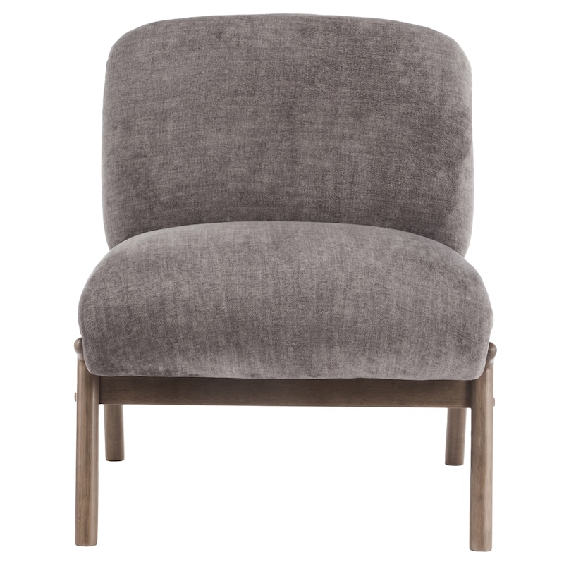 Contemporary Velvet & Solid Wood Accent Chair